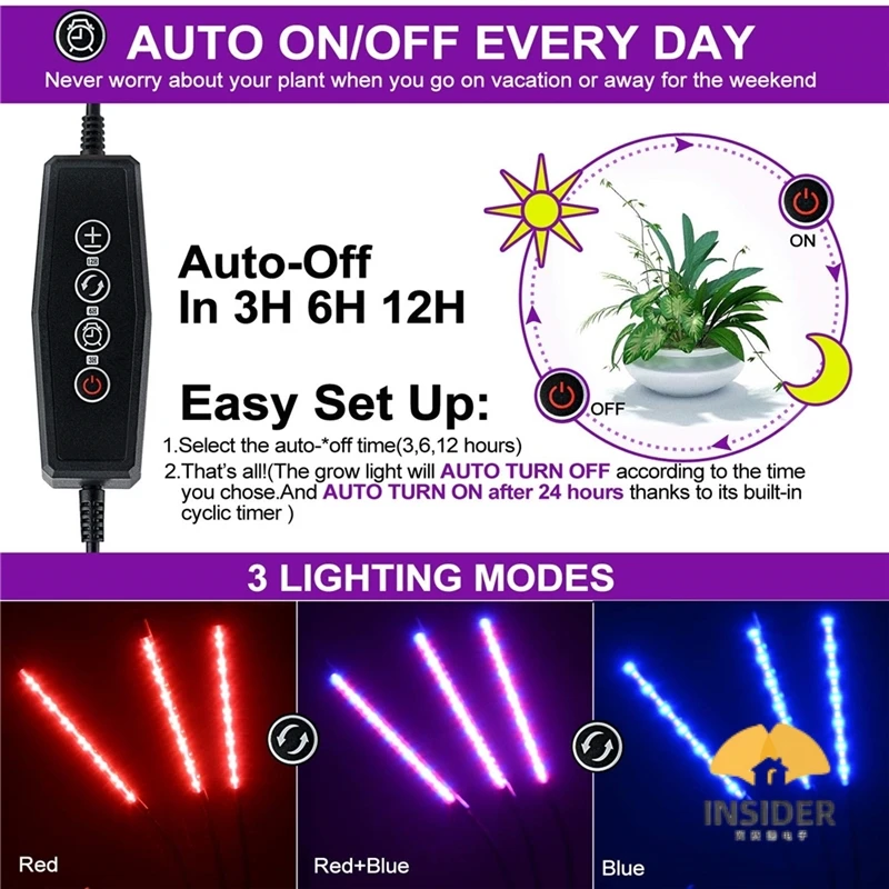 Plant Grow Light 30W Three Head Grow Lamp For Indoor Plants 60 Leds Clip On Full Spectrum Spotlight With 360 Degree Gooseneck