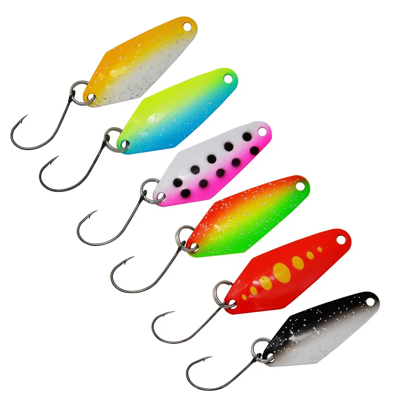 Trout Fishing Spoon 2.3g 32mm With Sharp Single Hook Fishing Lure Metal Spinner Spoon For Mackerel Bass Trout Fishing