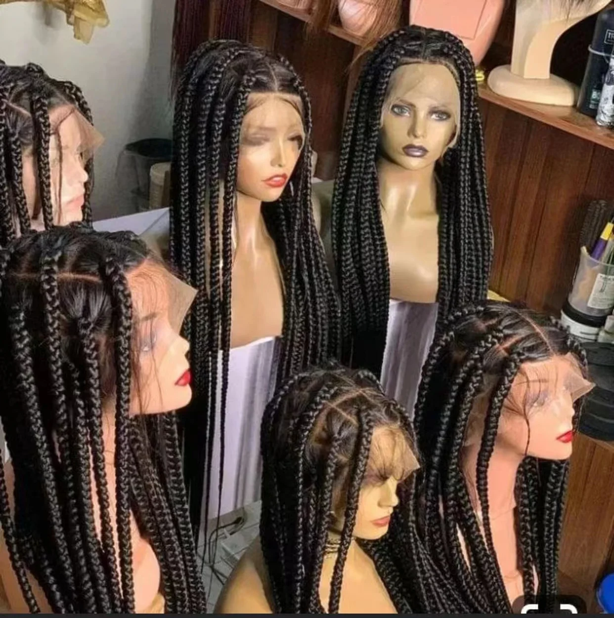2023 Summer hot sale the braid wig 32inch transparent full lace hand made lace braid wig in the stock for the black women