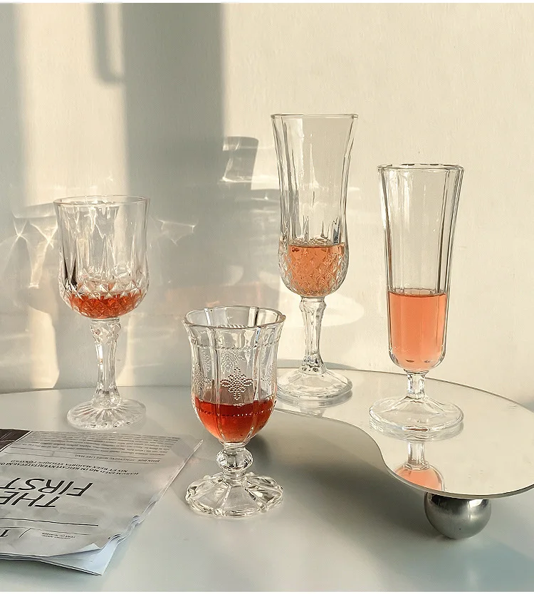 wholesale short stem champagne goblets glassware sublimation vintage clear wine goblet glass