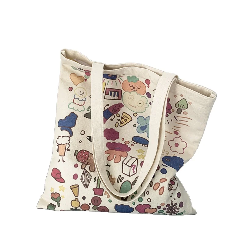 Personalized digital printed 10oz cotton canvas bag for books calico bag reusable bags