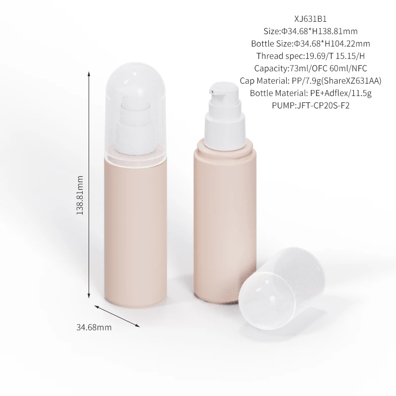 Choebe new Eco-friendly PE cosmetic packaging 60ml essence oil serum lotion pump spray bottles with matte finish for skin care