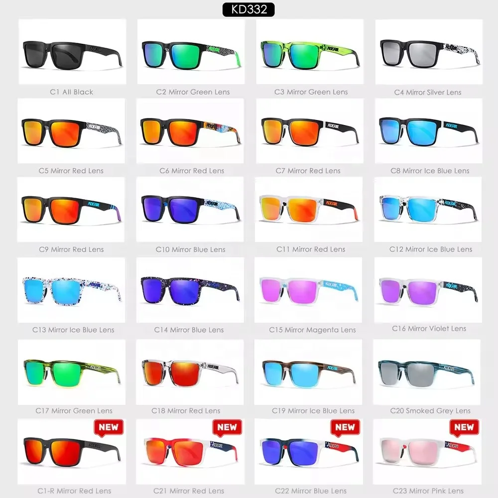 KDEAM 2024 High Quality 3D Logo Rectangle Polarized Driving Men Sunglasses Fashion Outdoor Sport Women Sun Glasses KD332