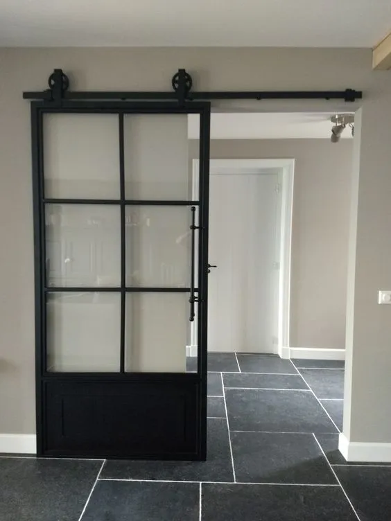 Modern Exterior Wrought Iron Sliding Barn Door Design Entry Wrought Iron Door With Glass