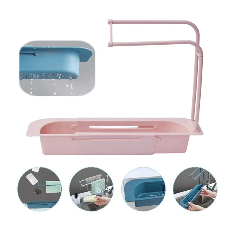 Telescopic Sink Shelf Soap Sponge Drain Rack Storage Basket Faucet Holder Adjustable Bathroom Holder Sink Kitchen Accessories