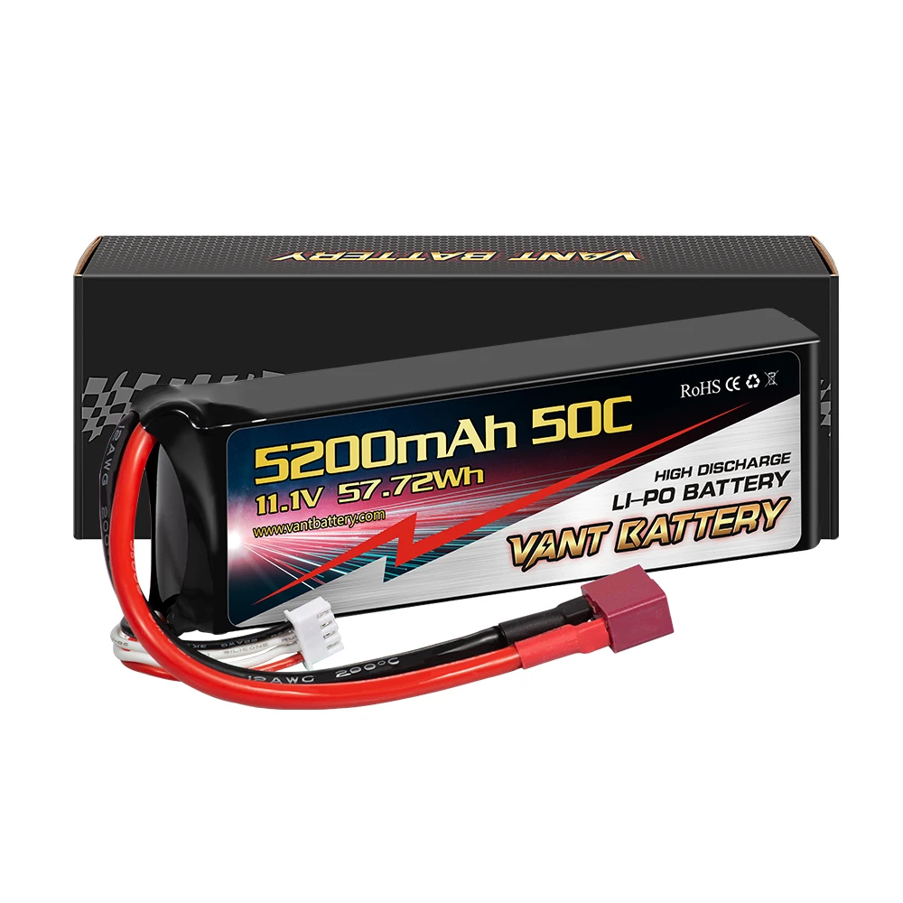 Vant 3S Lipo Battery 5200mAh 50C 11.1V RC Batteries with T&TR Connector Soft Case for RC Airplane Helicopter Plane Quadcopter