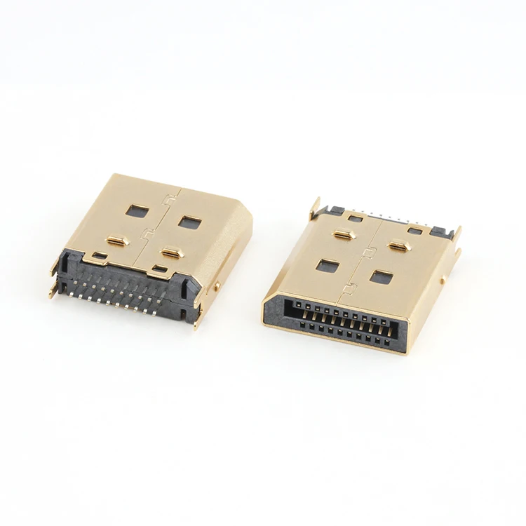 Gold Plated Displayport DP Male Connector for 1.6MM PCB DP 20Pin Male Connector
