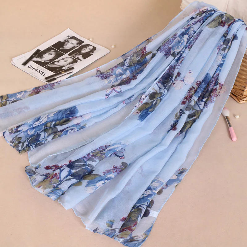 Fashion Classic Style Female Headband Scarves Muslim Hijab Plain Viscose Scarf Printed Floral Shawls