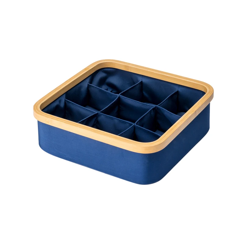 Органайзер из бамбука и ткани Оксфорд, простая коробка для хранения нижнего белья и носков, 4 ячейки и 9 ячеек