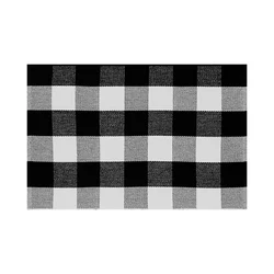 cheap wholesale 70x110 indoor outdoor machine washable durable small black and white buffalo checked coir layering doormat