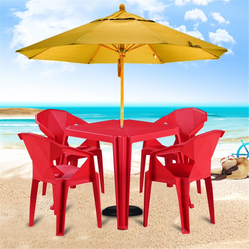 Современный простой набор квадратных обеденных столов, 4 стула, набор пластиковых домашних и уличных обеденных столов.