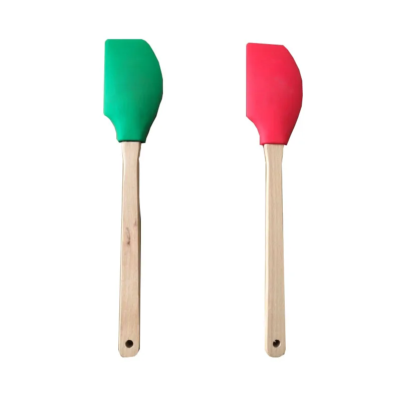 Popular Large Size Long Silicone Spatula With Wooden Handle Kitchen Baking Spatula