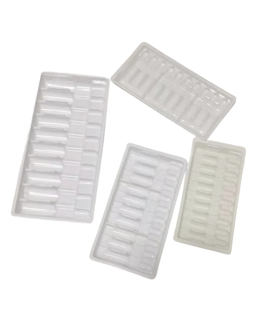 Ecofriendly transparent plastic Ampoule tray disposable medical 3ml vial box blister packs for tablets