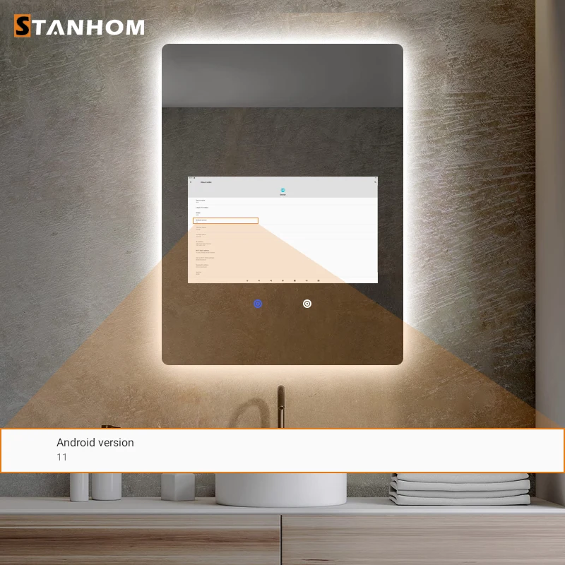 STANHOM Gym Bathroom Rectangle WIFI Music Speaker LCD Smart LED Backlit Mirror