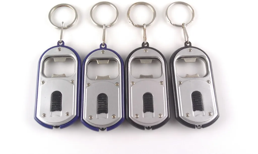 Beer Bottle Opener Keyring For Bar Led Flashlight Keychain Luminous Plastic Customizable Bottle Opener Keyring For Gifts