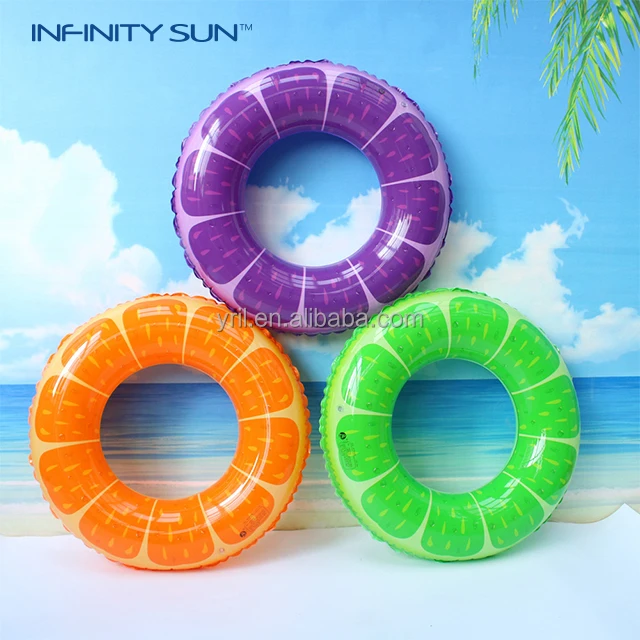 Beach Party Eco-friendly PVC Material Watermelon Lemon Tube Orange Inflatable Fruit Swimming Ring