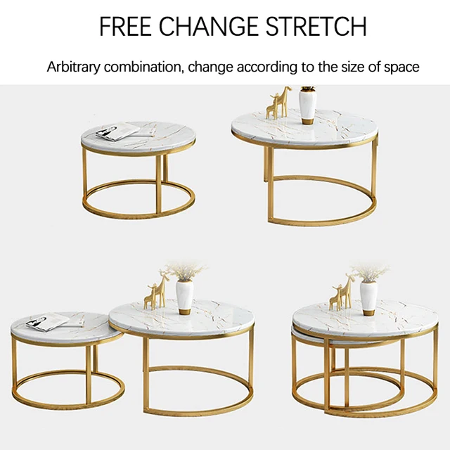 
Nordic Luxury Multifunctional Living Room Gold Modern Smart Marble MDF Wood Round Tea Table Sofa Side Simple Coffee Table/ 