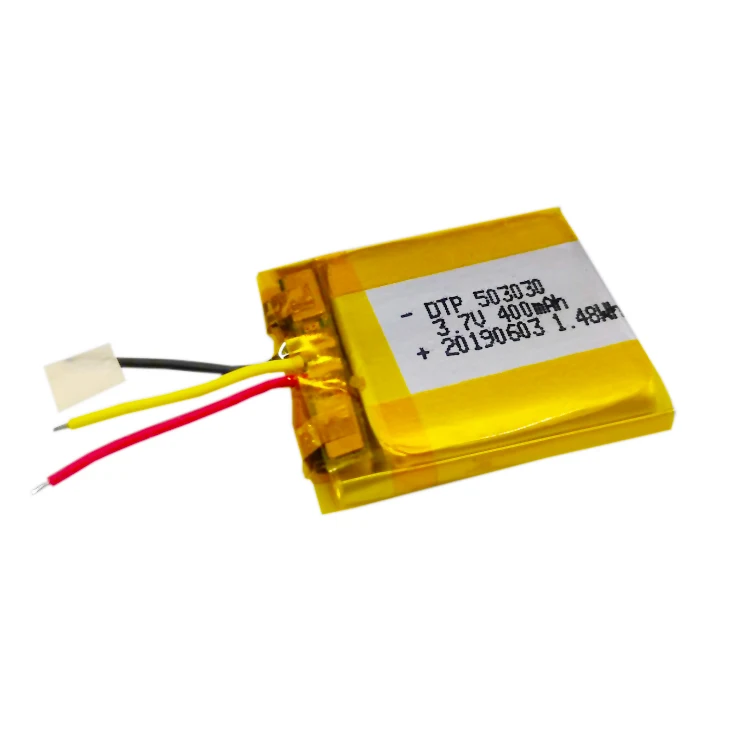 DTP503030 3.7 volt 400mah long cycle life rechargeable lithium polymer battery