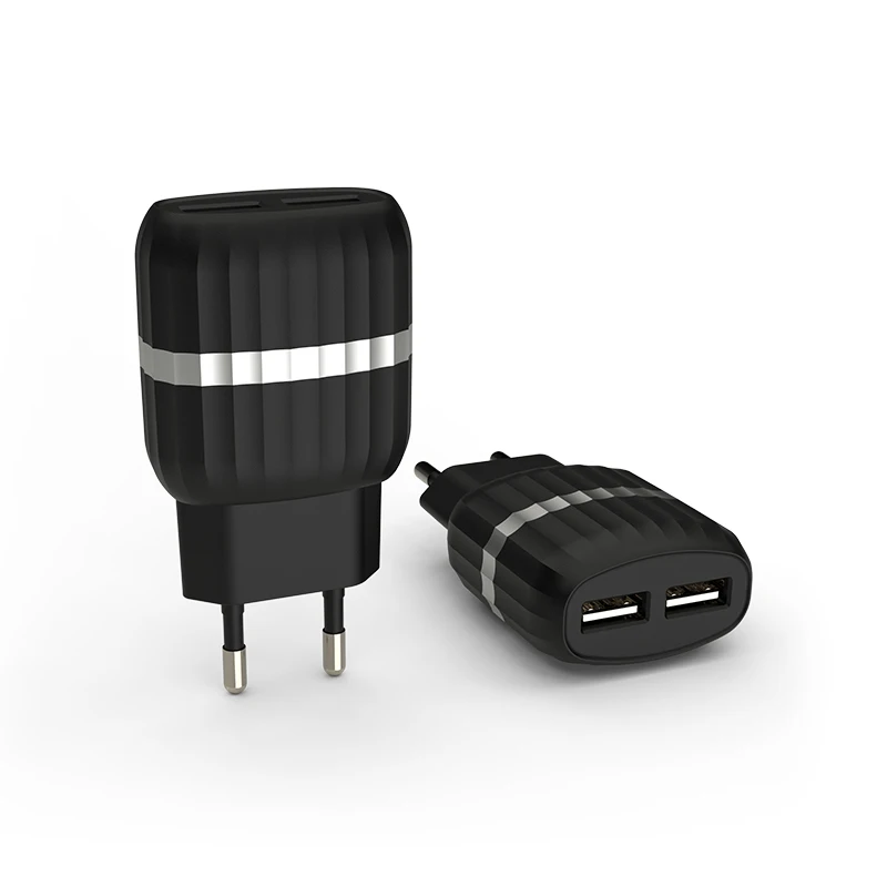 New product 2021 customized  2 ports  EU plug Cell Phone USB Wall Charger Safety portable   Fast Charger
