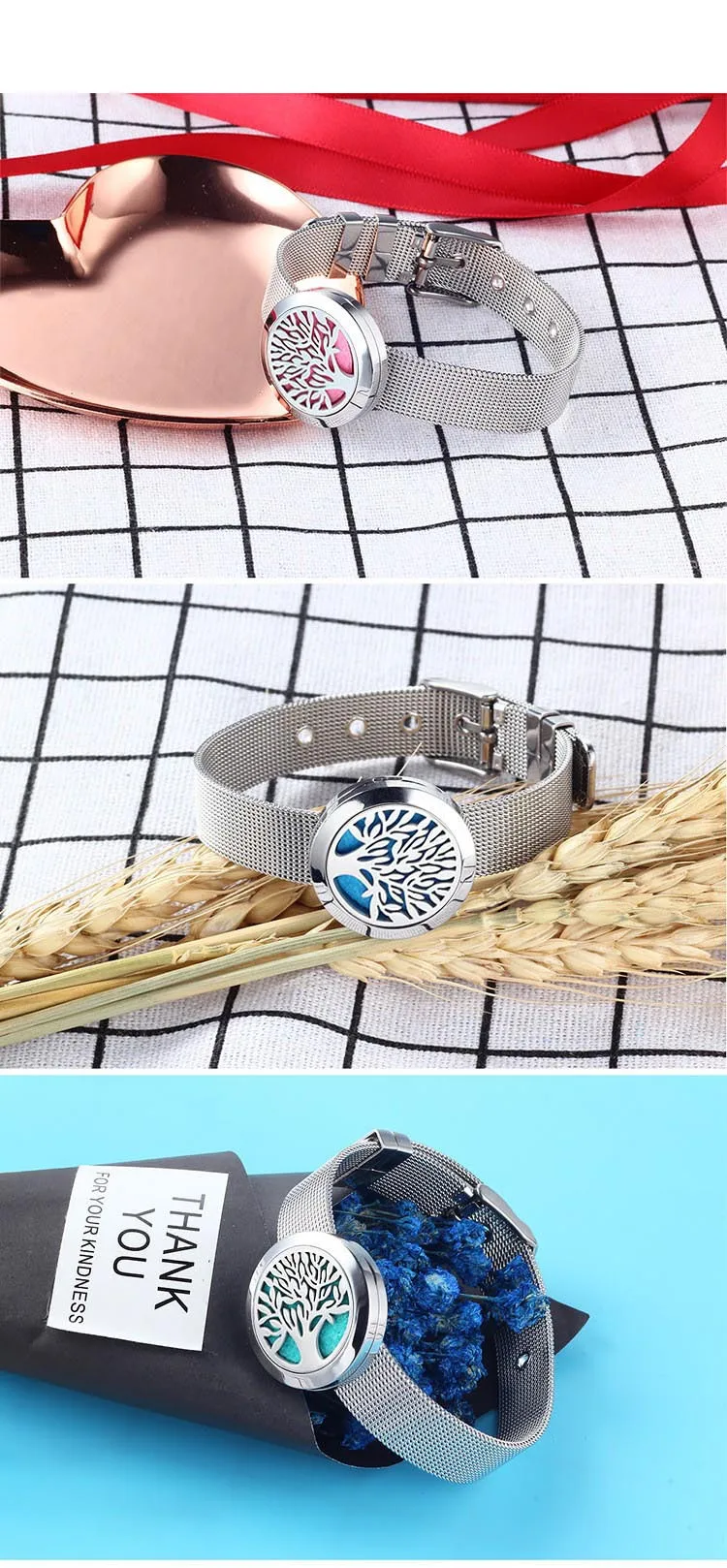 Stainless Steel Magnet Hollow Perfume Aromatherapy Essential Oil Watch Strap Bangles Titanium Steel Perfume Diffusion Bracelet