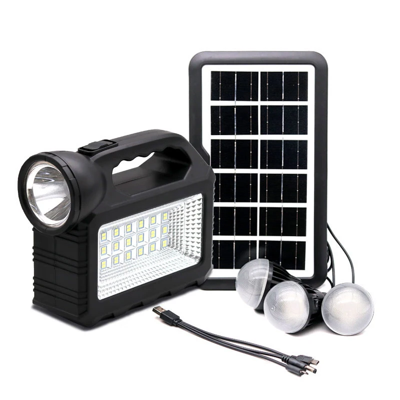 Portable USB Charging Solar Lighting System Kit Outdoor LED Lamp with 3 Bulbs Mobile Charging Camping Light
