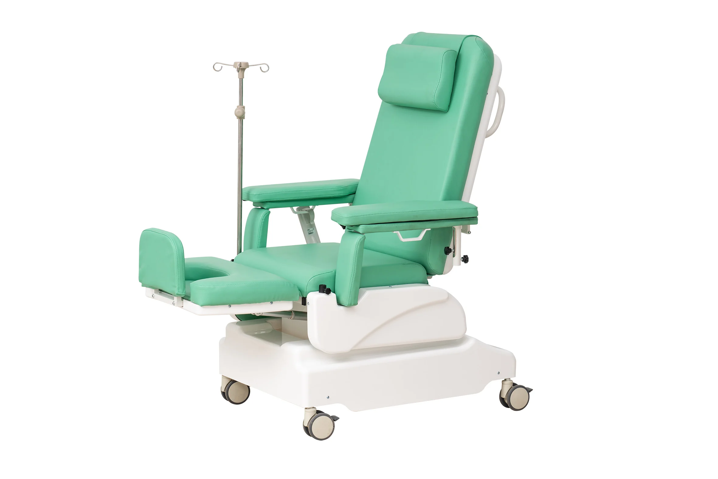Hospital Mobile Electric Blood Donation Chair Adjustable Dialysis Chair with IV Pole for Patient
