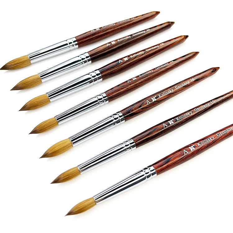 Joyrich Acrylic Powder Nail Brush Red Wooden Handle Acrylic Brush Kolinsky High Quality for Art Nail Acrylic Powder