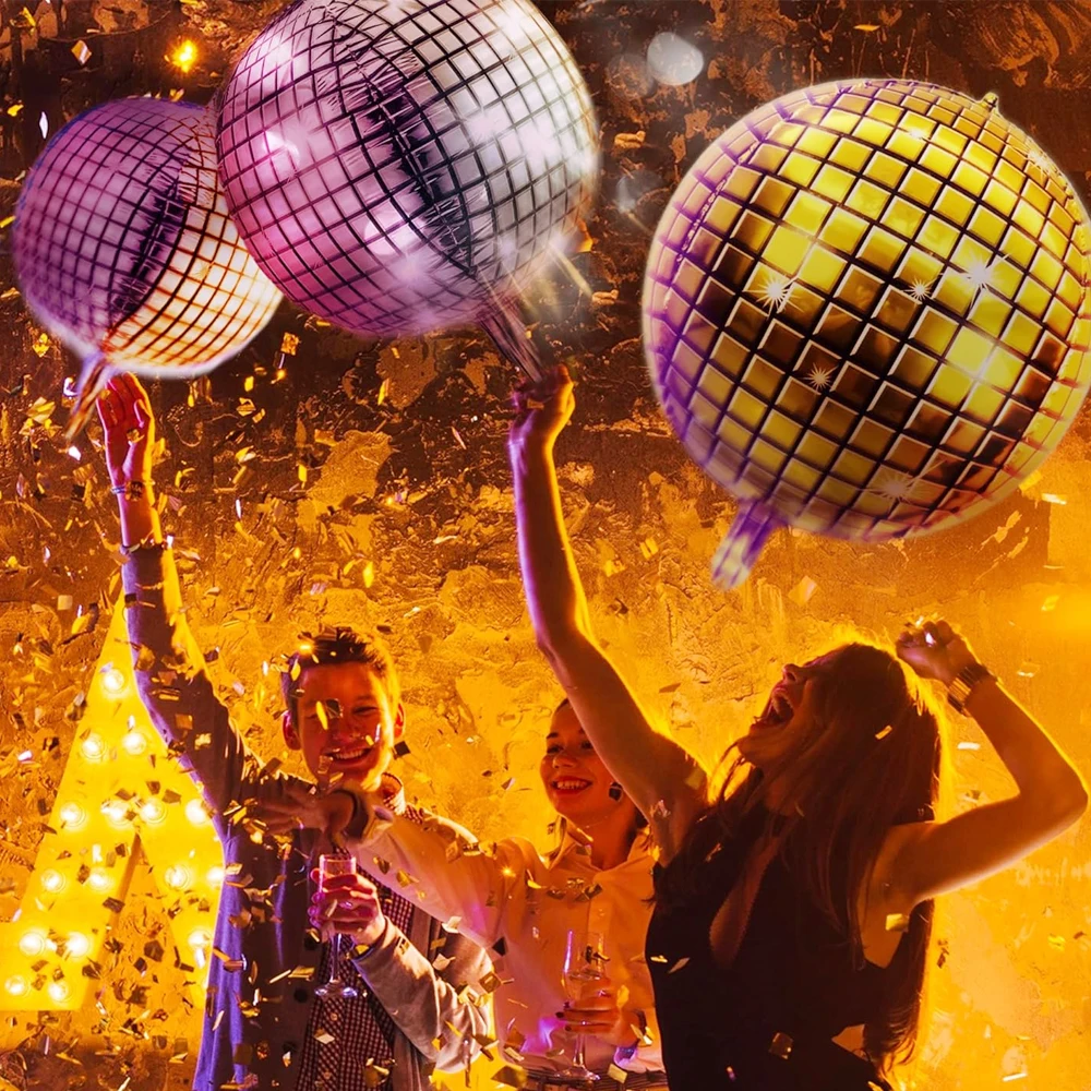 4D Sphere Large Mirror Metallic Balloons Disco Silver Gold Foil Balloons Event Party Decorations 50 Inches Disco Ball 4D Balloon