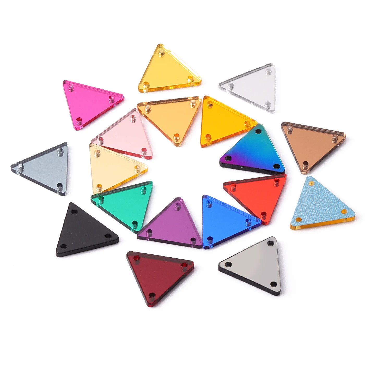 QY New Product Explosion Top Quality Durable Innovative Design 16*16mm/23*23mm/18*33mm Triangle Acrylic Mirror Sew On Rhinestone