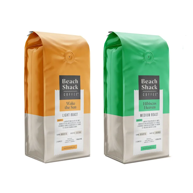  Custom 250g 340g 500g 1000g Side Gusset Plastic Mylar Packaging Pouches Flat Bottom Paper Foil Coffee Bag With