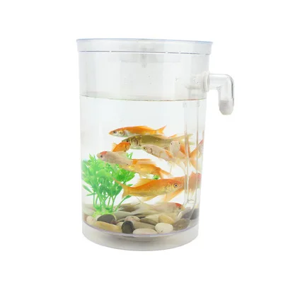 Cylinder Design Self Cleaning Indoor Mini Plastic Table Fish Tank Set Goldfish Arowana Tanks Aquarium with Light LED