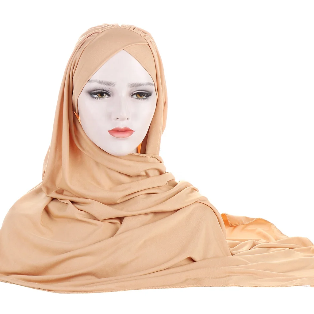 JYL Latest New Arrival Malaysian Islamic Modal Instant Hijab Scarf With Ready To Wear Under Cap In Solid Color