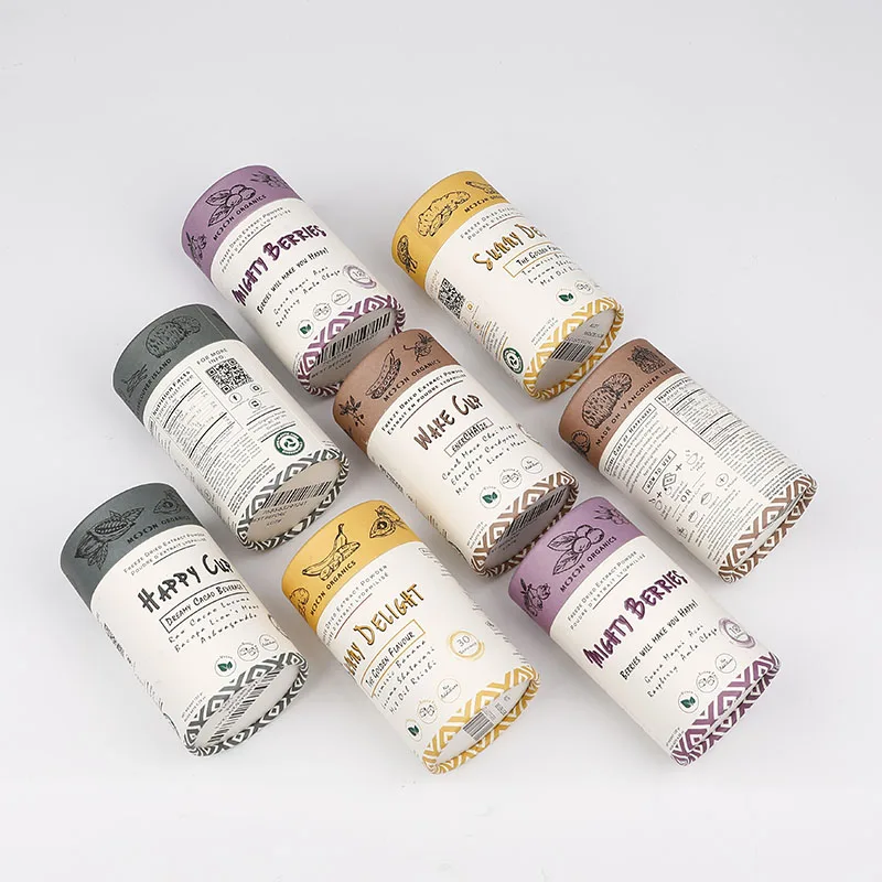 Custom recyclable food grade paper tube packaging for powder