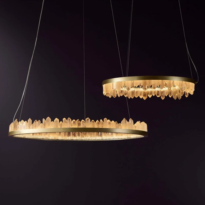Decorative Hanging Circular Luxury Gold Crystal Chandeliers Pendant Light