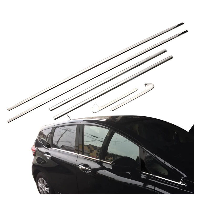 6 Pieces Auto Chromed Garnish Car Exterior Side Chrome Window Trim For Nissan Note E12 2016+