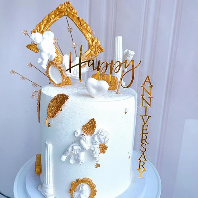 Plastic Acrylic Right Angle happy Anniversary Fatherday Motherday  birthday cake topper decoration