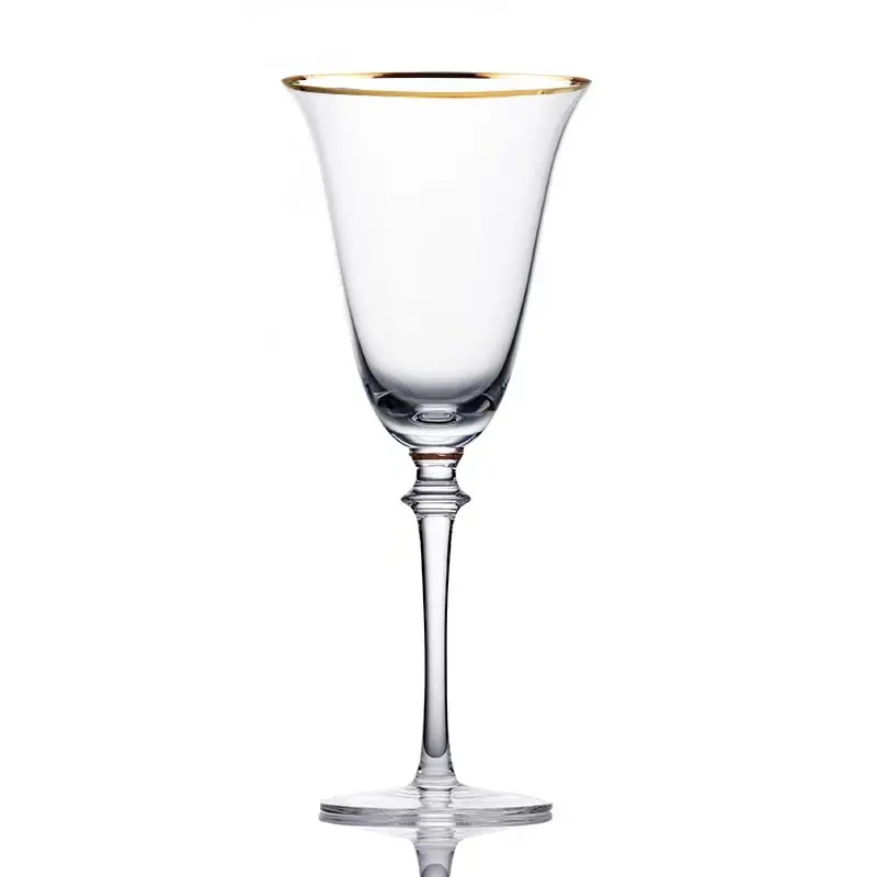 Gold rimmed red wine glass transparent crystal glass white wine champagne glass