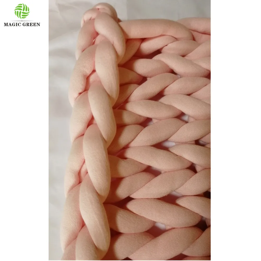 stock 100% COTTON SEAMLESS D2-3cm machine washable roving yarn filled tube braid hand knit yarn fabric  thick heavy blanket