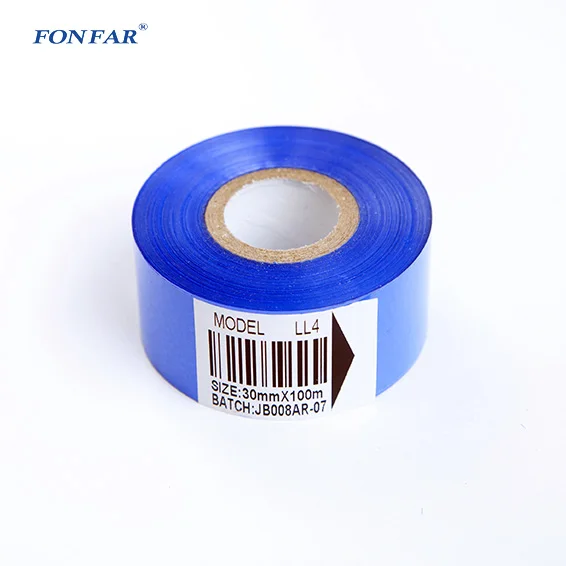 25mm*100m thermal printing white gold hot stamping foil / resin hot foil ribbon/stamping coding jumbo roll to print batch number