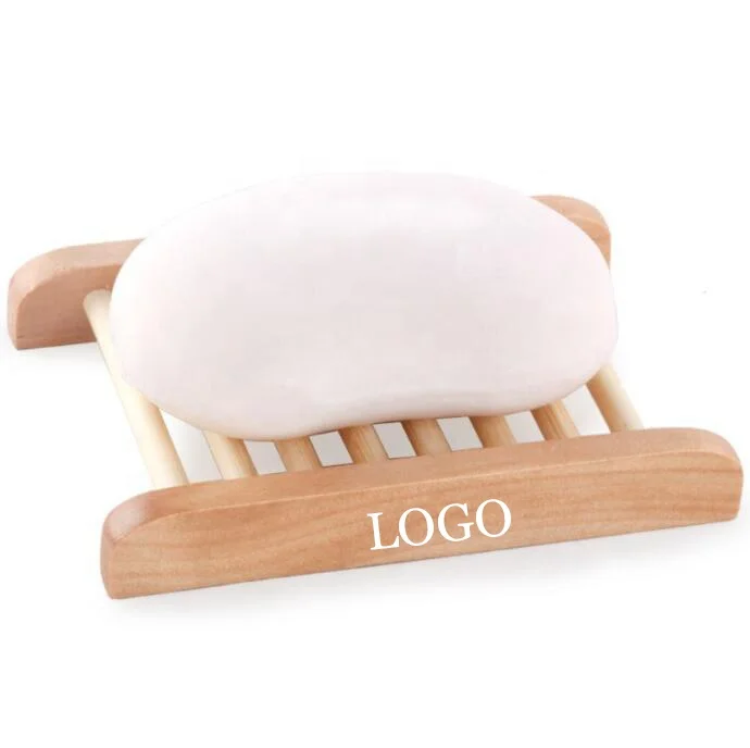 Custom logo eco friendly handmade bamboo wooden soap dish for bathroom