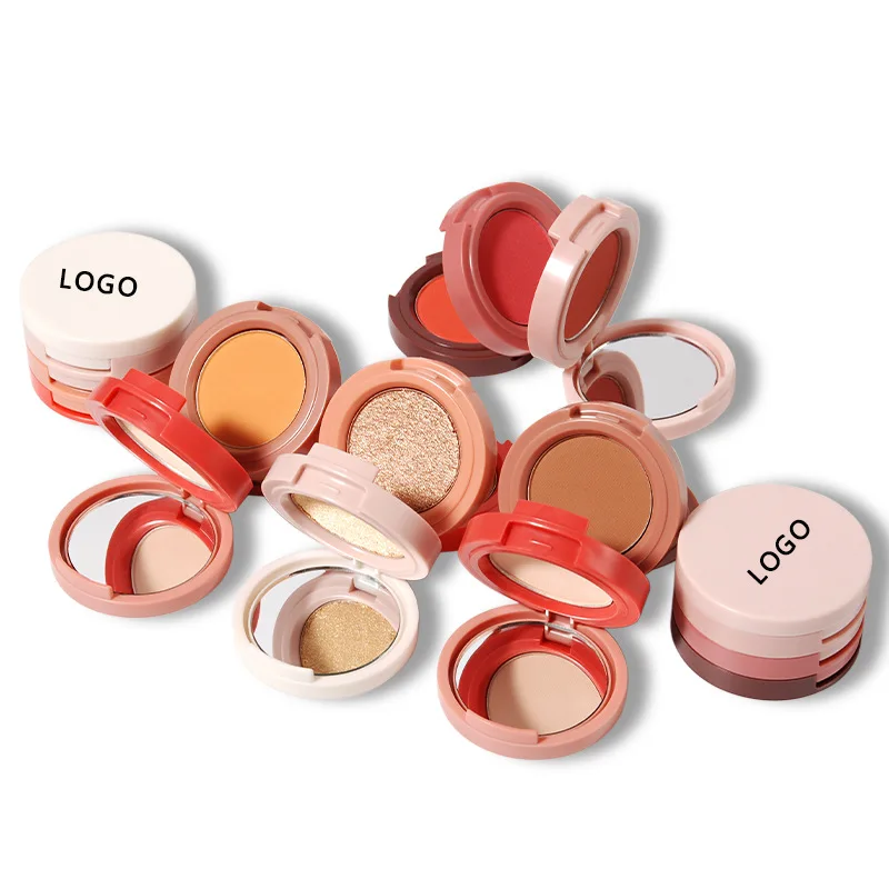 Female Cosmetics 3 In 1 Matte Blush Highlighter Contour Palette Pearly Shiny Face Makeup Palette