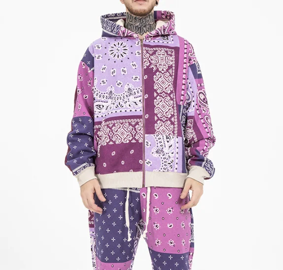 
Cashew flower zipper over casual hooded coat jacket man 