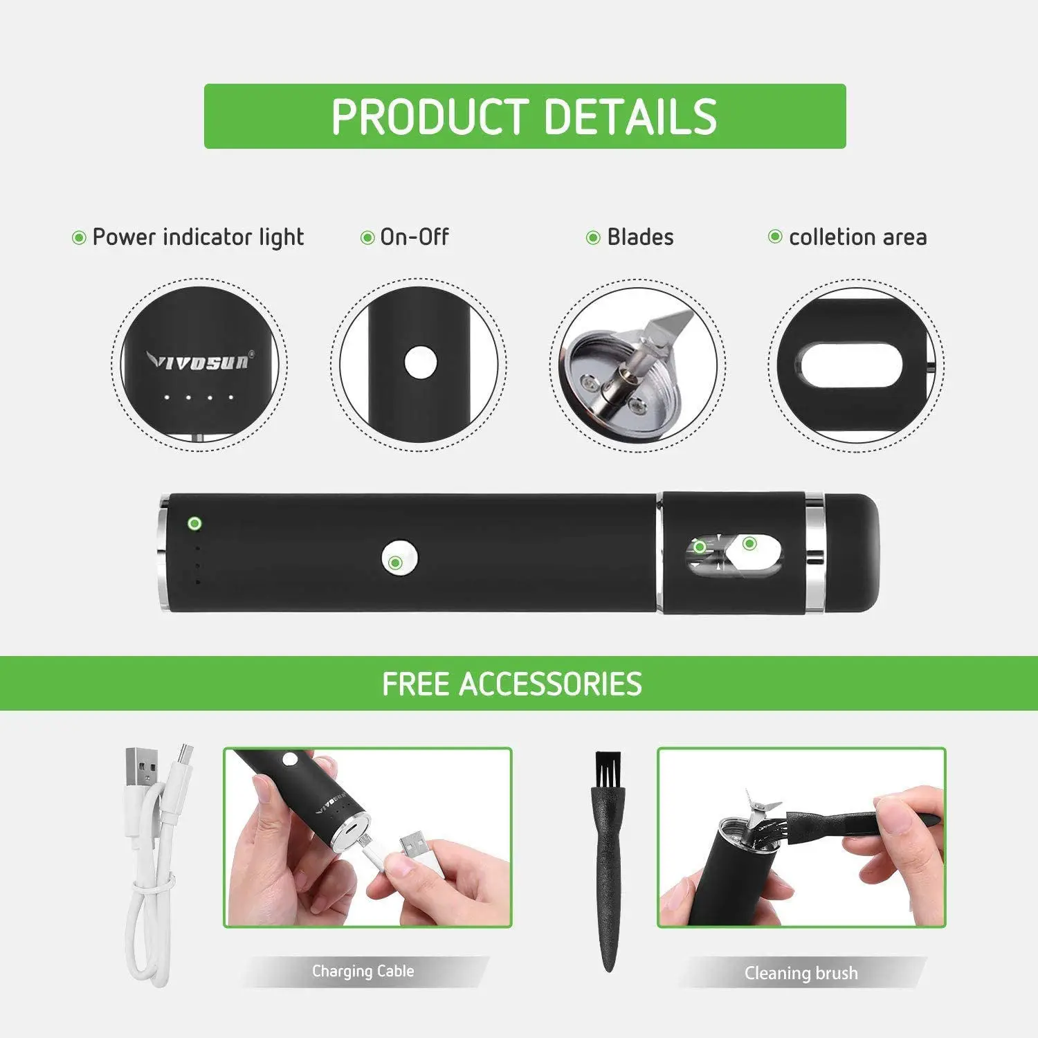 Portable USB Electric Herb Spice Grinder Dry Flower Electric Tobacco Pen Grinder