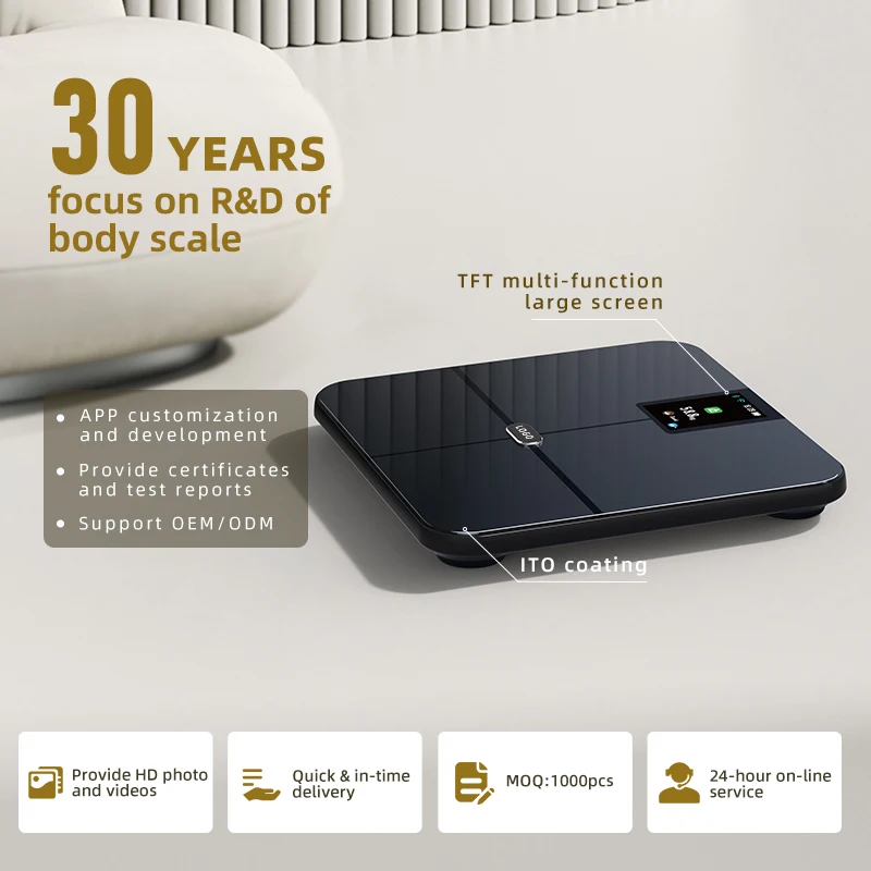large TFT colorful screen ITO  human personal scale bluetooth bathroom body fat scales digit bodi weight scale