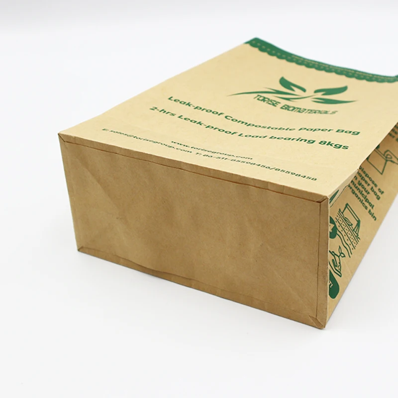 Kitchen Compostable Food Waste Bag 50 Pack 100% Paper Leak Resistant Liner Plastic Free Small Compostable Trash Bags