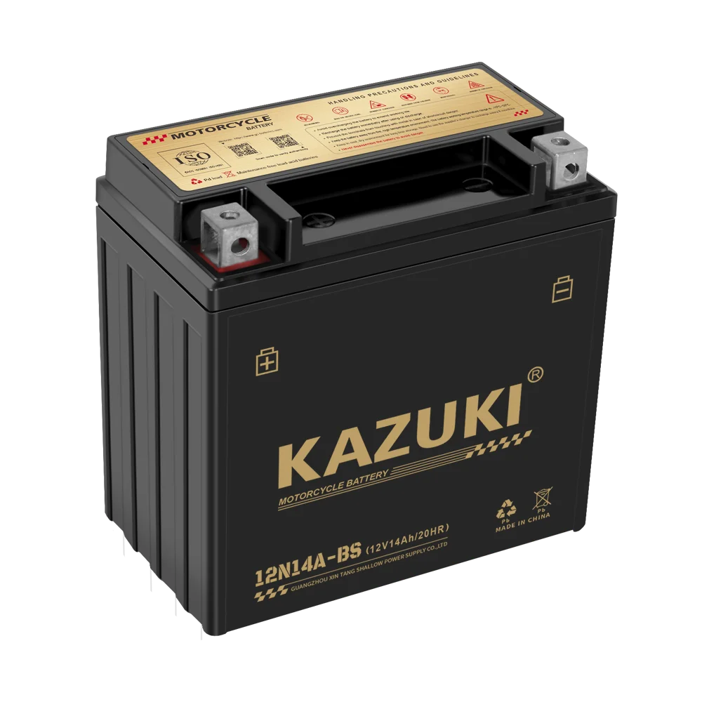 Аксессуары для мотоциклов KAZUKI, электрический аккумулятор, велосипедный двигатель 12N14-BS 12V14AH ATV, запчасти для мотоциклов, гелевая батарея для мотоцикла