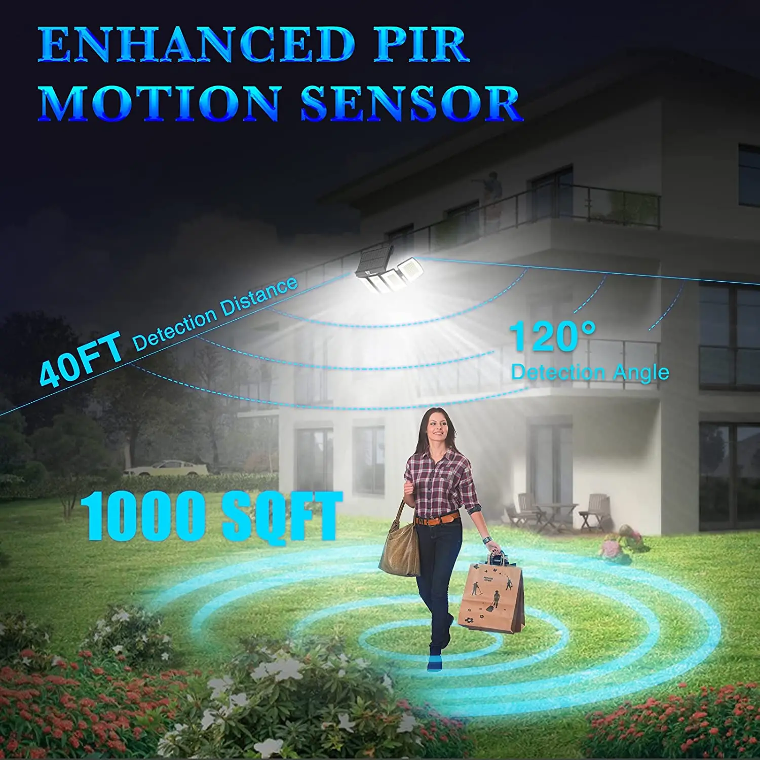Cheap Price 4 Heads Street Light 300pcs 700LM LED Waterproof Illumination Motion Sensor Solar Lights