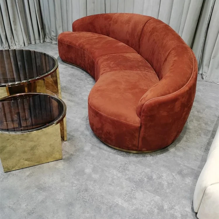 Modern Minimalist Microfiber Fabric Half Circle Designer Couches Luxury Sofa Set Design Lounge Round Curved Sofa Couch