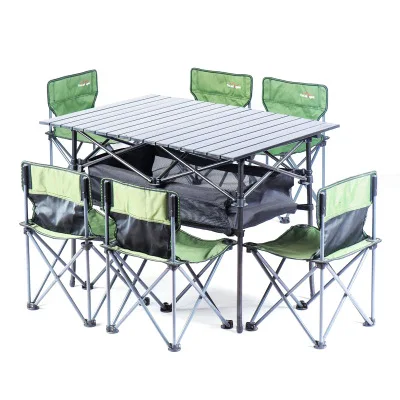 Outdoor Garden Furniture Modern Balcony Luxury Portable Folding Camping Dining Table and Chair Set for 6 Persons