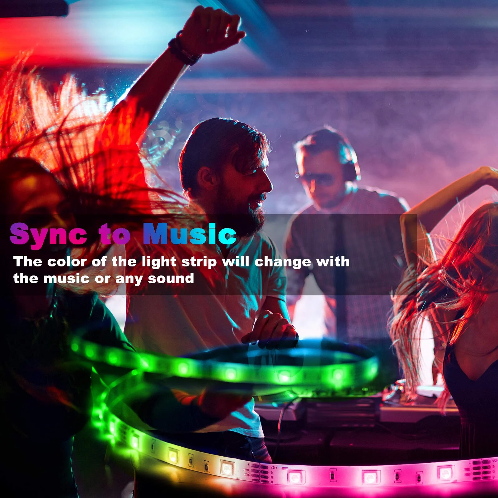 12v RGB 5050 Rhythm Recognition Music Sync Audio Video Decoration Led Strip Light for Bedroom